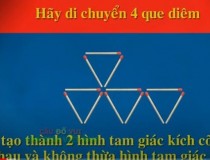 Hãy di chuyển 4 que diêm, để tạo thành 2 hình tam giác kích cỡ bằng nhau và không thừa hình tam giác nào,đố vui IQ,đố vui iq có đáp án,đố vui hình ảnh