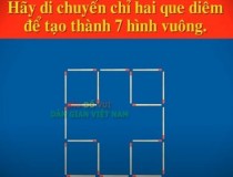 Hãy di chuyển chỉ hai que diêm để tạo thành 7 hình vuông?,đố vui IQ,đố vui iq có đáp án,đố vui hình ảnh