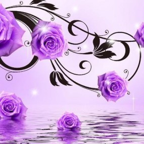 Flowers in purple background