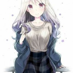 Anime girl white hair :))