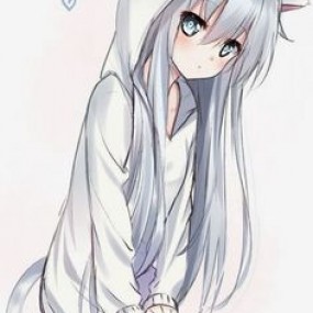 Anime girl white hair :))