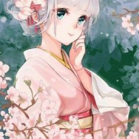 Anime girl white hair :))