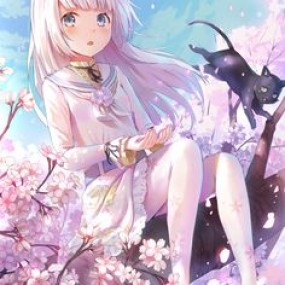 Anime girl white hair :))