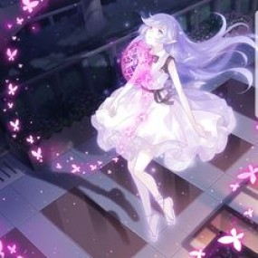 Anime girl white hair :))