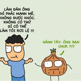 Đàn ông chỉ khóc khi thái hành:)))