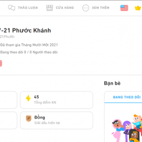 ai mà học tiếng anh Duolingo này thì theo dõi mình nha, minh sẽ theo dõi lại