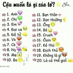 Cậu muốn là j của t...