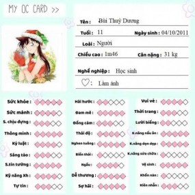 Có ai muốn có ảnh my oc card ko! Có thì mik làm cho nha!