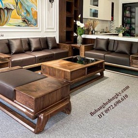 Bàn ghế Sofa gỗ óc chó