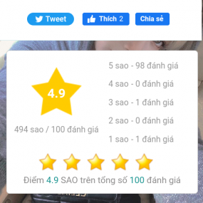 Cuối cùng cũng được 100 đánh giá 5* rồi :0