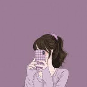 avatar anime cầm điện thoại che mặt