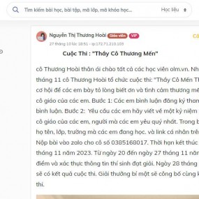 Các em là học viên bên lazi muốn tham gia thi cuộc thi do cô Tổ chức thì liên hệ với cô theo sô zalo: 0385168017