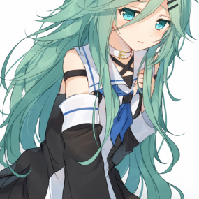 Anime girl blue/green hair