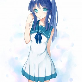 Anime girl blue/green hair