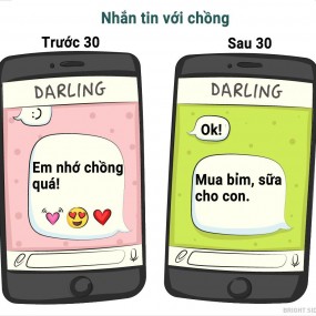 Những tin nhắn xưng hô chồng yêu, vợ yêu mùi mẫn sẽ được thay bằng tin nhắn với nội dung ngắn gọn, đủ ý khi chị em bước sang 30.