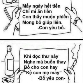 Bố ơi:Con hết tiền òi