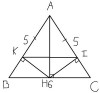 a, tam giác AHB và tam giác AHC có<br />^AHB = ^AHC = 90 độ<br />AB = AC <br />AH chung<br />=> tg AHB = tg AHC ( đpcm)<br />=> HB = HC<br />b, Vì HB =HC => HB = HC = BC : 2 = 6 : 2 = 3<br />ta có AH^2 = AB^2 - HB^2<br />=> AH^2 = 5^2 - 3^2<br />=> AH^2 = 16<br />=> AH = 16<br />c, vì tg ABC cân => ^B = ^C<br />tam giác BHK  và tam giác CHI có<br />^AKH = ^CIH = 90 độ<br />BH = CH<br />^B = ^C<br />=> tg BHK = tg CHI<br />=> HK = HI<br />=> tg KHI cân