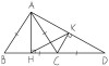 a, Vì ΔABC đều => góc BAC = góc ACB = góc ABC = 60° <br />Ta có : góc ACB + góc ACD = 180° ( kề bù )<br />            =>   60°  + góc ACD = 180° <br />            =>              góc ACD = 120° <br />Vì CD = CB (gt); mà AC = CB ( ΔABC đều ) => AC = CD => ΔACD cân<br />=> góc CAD = góc CDA =( 180° - góc ACD )/2 =(180° -120° )/2 = 30° <br />Xét ΔABD có: góc BAC + góc CAD = góc BAD<br />                          => 60°  +  30°         = góc BAD<br />=> góc BAD = 90°<br />hay ΔABD là Δvuông<br />b, VÌ ΔABC đều; mà AH là đường cao của ΔABC => HAC = 60°/2 = 30°<br />Xét ΔAHC và ΔAKC có :<br />góc AHC = góc AKC ( = 90° )<br />góc HAC = góc KAC ( = 30° )<br />cạnh AC chung<br />=> ΔAHC = ΔAKC ( cạnh huyền - góc nhọn )<br />c, Vì ΔAHC = ΔAKC ( cmt ) => AH = AK ( 2 cạnh tương ứng )<br />Ta có :  CA = CD ( cmt ) => C ∈ đường trung trực của AD <br />mà CK ⊥ AD <br />=> K là trung điểm của AD <br />=> AK = KD hay AK = 1/2 AD<br />mà AH = AK ( cmt ) <br />=> AH = 1/2 AD<br />Vì : AH = AK ( cmt ) => A ∈ đường trung trực của HK (1)<br />Vì : CH = CK ( do ΔAHC = ΔAKC ) => C ∈ đường trung trực của HK (2)<br />Từ (1) và (2) => AC là đường trung trực của HK