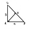 c,Tính đường cao AH<br />AH là hình chiếu của cạnh AB trên cạnh huyền BC<br />Áp dụng Hệ thức giữa cạnh góc vuông và hình chiếu của nó trên cạnh huyền<br />Ta có : AB^2 = AH.BC<br />=> 4^2 = AH . √41<br />=> AH = 16/√41 (cm)