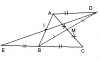 * Xét ΔADM và ΔBCM có :<br />BM = MD (gt)<br />AM=MC(M là trung điểm AC)<br />góc AMD= góc CMD<br />=> ΔADM = ΔBCM (c-g-c)<br />=> BC = AD<br />và góc DAM = góc MCB<br />mà góc DAM = góc MCB ở vị trí so le trong<br />=> AD//BC<br />=> góc DAI = góc IBE(so le trong)<br />* Xét ΔDAI và ΔBEI có :<br />AD = EB (AD=BC)<br />góc AID = góc EIB (đối đỉnh)<br />góc DAI = góc IBE (cmt)<br />=> ΔDAI =̀ ΔBEI (g-c-g)<br />=> IA = IB