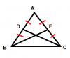 Bài này vừa sức :)))<br />a) vì BE là phân giác Góc B nên:<br />góc ABE= góc EBC, AE=EC<br />vì CD là phân giác Góc C nên:<br />góc ACD= góc DCB, AD=DB<br />vì AE=EC và AD=DB<br />mà AB=AC ( do tam giác ABC cân tại A)<br />=> AD=AE<br />=> DB=EC<br />Xét tam giác ABE và tam giác ACD có:<br />AD=AE (cmt), AB=AC ( tam giác ABC cân), góc A chung<br />do đó tam giác ABE = tam giác ACD (c.g.c)<br />=> góc ABE= góc ACD (hai góc tương ứng)<br />vì góc B= góc C do tam giác ABC cân A<br />mà ABE= góc ACD (cmt)<br />=> góc EBC=góc DCB<br />----------------------------------------------------------<br />vì tam giác ABE = tam giác ACD:<br />=> ADC= AEB (hai góc tương ứng)<br />mà góc ADC+ CDB= 180 (kề bù)<br />      góc AEB+ BEC= 180 (kề bù)<br />=> góc CDB=BEC<br />Xét tam giác DBC và  tam giác ECB có:<br />CDB=BEC (cmt), góc B = góc C( tam giác ABC cân A), DB=EC(cmt)<br />do đó tam giác DBC và  tam giác ECB (c.g.c)<br /> sau 1 hồi vật vả bây h mik sẽ suy nghĩ câu b