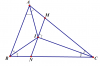 a, dễ thấy AIMˆ=90+12CˆAIM^=90+12C^<br />mặt khác AIBˆ=360−BICˆ−AICˆ=Cˆ+12(Bˆ+Aˆ)AIB^=360−BIC^−AIC^=C^+12(B^+A^)<br />mà 12(Bˆ+Aˆ)=90−12Cˆ12(B^+A^)=90−12C^<br />⇒AIBˆ=90+12Cˆ⇒AIB^=90+12C^<br />⇒AIBˆ=AMIˆ⇒AIB^=AMI^<br />Xét tam giác AIM và ABI có:<br />AIBˆ=AMIˆ;BAIˆ=IAMˆAIB^=AMI^;BAI^=IAM^<br />vậy hai tam giác này đồng dạng<br />b, chứng minh tam giác BIN đồng dạng ABI kết hợp AIM đồng dạng ABI ta được: AI2=AM.AB;BI2=BN.AB⇒AI2BI2=AMBN