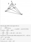 <p>b) Xét 2 tam giác vuông ABD và ACE có :<br />     góc ADB= góc AEC( =90 độ)<br />      góc A chung <br />    => Tam giác ABD đồng dạng tam giác ACE (g-g)</p>