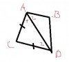 <p>Vì AD=CDAD=CD (giả thiết)</p><p>⇒ΔACD⇒ΔACD cân tại C (định nghĩa)</p><p>⇒ˆA1=ˆC2⇒A1^=C2^ (1)</p><p>Ta có: AC là tia phân giác ˆDABDAB^ (giả thiết)</p><p>⇒ˆA1=ˆA2⇒A1^=A2^ (2)</p><p>Từ (1) và (2) suy ra ˆA2=ˆC2A2^=C2^</p><p>Mà 2 góc này ở vị trí so le trong</p><p>⇒AB//CD⇒AB//CD</p><p>⇒ABCD⇒ABCD là hình thang (định nghĩa) <br /> </p>