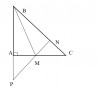 a. Xét tam giác ABM và tam giác NBM có:<br />             BAC = BNM =90^0<br />             ABM = NBM (BM là tia phân giác)<br /> Suy ra tam giác ABM = tam giác NBM (ch - góc nhọn)<br />b.Vì tam giác ABM = tam giác NBM (cmt)<br /> Suy ra BA = BN<br />            MA =MN  (2 cặp cạnh tương ứng)<br />  Suy ra BM là đường trung trực của AN<br />c Xét tam giác MAP và tam giác MNC có<br />       MAP =MNC<br />      MA =MN (gt)<br />      AMP = NMC (đđ)<br />Suy ra tam giác MAP = tam giác MNC (g-c-g)<br />d. Xét tam giác MNC vuông tại N MN <MC (cạnh góc vuông nhỏ hơn canh huyền)<br />   Ta lại có :MA =MN (cmt b)<br />Nên AM<MC<br /><br /><br /><br /> 