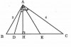 Ta có:<br/><br/>BC = AB + AC (định lí Pi-ta-go)<br/><br/>BC² = 32 + 42<br/><br/>BC2 = 25 BC = 5 (cm)<br/><br/>Ta có SABC = AH.BC = AB.AC 2 2<br/><br/>=> AH .BC=AB.AC<br/><br/>=>AH= AB.AC BC = 3.4/5 = 2 ,4 (cm)<br/><br/>Xét tam giác vuông AHB, theo định lí Pitago ta có:<br/>BH^ 2 = AB^2 - AH^2 = 3 ^ 2 - (2, 4) ^ 2<br/><br/>=> BH^2 = 3 ,24<br/><br/>=> BH = 1 ,8(cm)<br/><br/>=>CH = 5 - 1 ,8=3,2(cm)<br/><br/>AD là phân giác của AAHB ta có<br/>DB/DH= AB/AH= 3/2, 4<br/>=>DB/3 = DH/2, 4= DB + DH/3 + 2, 4 = BH/5, 4 = 1, 8/5, 4<br/><br/>=>DH = 2, 4.1, 8/5, 4= 0 ,8(cm)<br/><br/>Tương tự ta có HE = 1, 2(cm) .