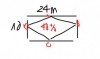 a, Diện tích mảnh vườn là:<br />24 x 10 = 240 m2<br />b, Diện tích bồn hoa là:<br />240 x 40% = 96 m2<br />Độ dài đường chéo ac:<br />96 x 2 /8 = 24 m2<br />đáp số: a: 240m2<br />b: 24 m2