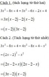 <p>1/ 2x^2 + 5x – 3 </p><p>2x^2 + 6x – x – 3 </p><p>2x(x + 3) − (x + 3) </p><p>(x + 3) (2x − 1)</p>