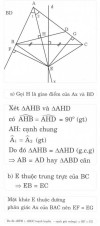 ảnh là c9]<br />c8<p>a.Vì O∈O∈ trung trực của AB →OA=OB→OA=OB </p><p>Tương tự →OA=OC→OB=OC→OA=OC→OB=OC</p><p>Mà AB=AC→ΔOAB=ΔOAC(c.c.c)→ˆBAO=ˆOACAB=AC→ΔOAB=ΔOAC(c.c.c)→BAO^=OAC^</p><p>→AO→AO là phân giác góc A</p><p>bTa có : AB=AC,ˆABK=ˆACK(=90o)→ΔABK=ΔACK(c.g.c)AB=AC,ABK^=ACK^(=90o)→ΔABK=ΔACK(c.g.c)</p><p>→ˆBAK=ˆCAK→AK→BAK^=CAK^→AK là phân giác ˆAA^</p><p>c.Ta có : BD⊥AC,CE⊥AB→ˆAEC=ˆADB(=90o)BD⊥AC,CE⊥AB→AEC^=ADB^(=90o)</p><p>Mà AB=AC→ΔABD=ΔACE(g.c.g)AB=AC→ΔABD=ΔACE(g.c.g)</p><p>→AE=AD→AE=AD</p><p>Mà ˆHEA=ˆHDA=90o→ΔHAE=ΔHAD(c.g.c)HEA^=HDA^=90o→ΔHAE=ΔHAD(c.g.c)<br />→ˆEAH=ˆDAH→EAH^=DAH^</p><p>→AH→AH là phân giác góc A</p><p>Vì AH,AO,AKAH,AO,AK là phân giác ˆBAC→A,H,O,KBAC^→A,H,O,K thẳng hàng</p>