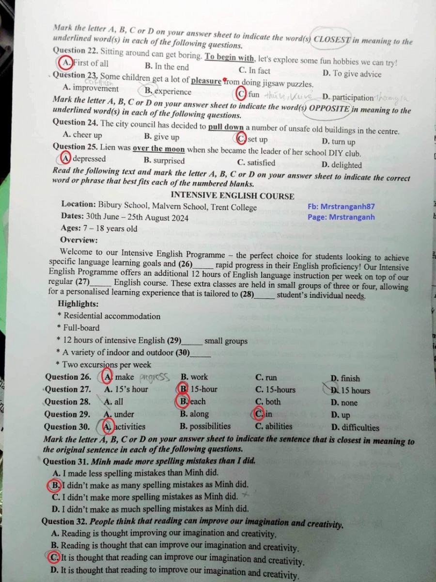 Đề thi vào 10 chuyên Anh Sở GDĐT Hà Nội năm 2024 có đáp án,Đề thi vào 10 chuyên Anh,Đề thi vào 10,Đề thi