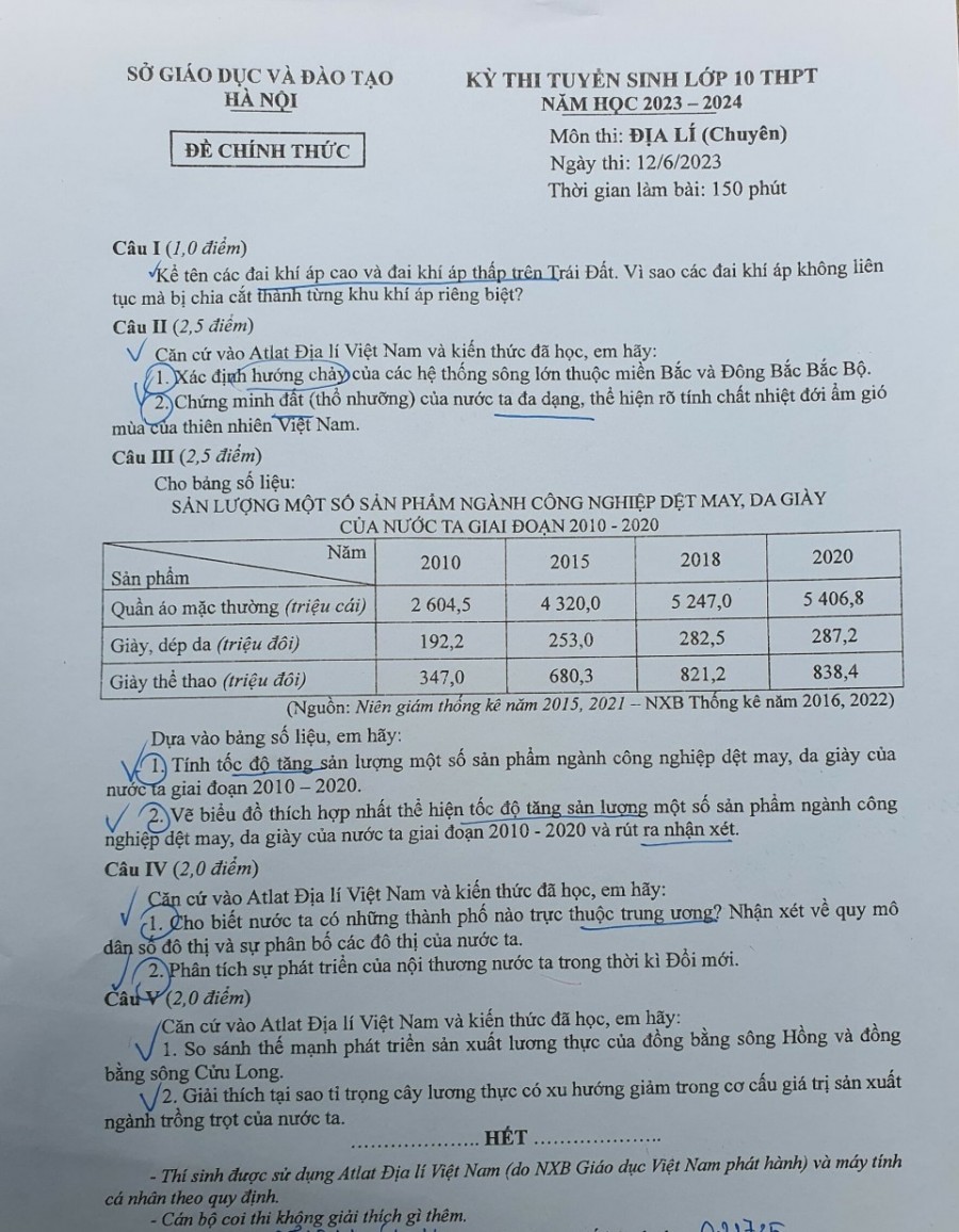 Đề thi vào 10 chuyên Địa Sở GDĐT Hà Nội năm 2023,Đề thi vào 10 chuyên Địa Sở GDĐT Hà Nội,Đề thi vào 10 chuyên Địa,Đề thi vào 10