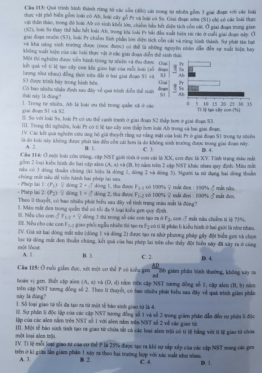 Đề thi môn Sinh Học mã đề 207 - Tốt nghiệp THPT 2024,Đề thi môn Sinh Học Tốt nghiệp THPT 2024