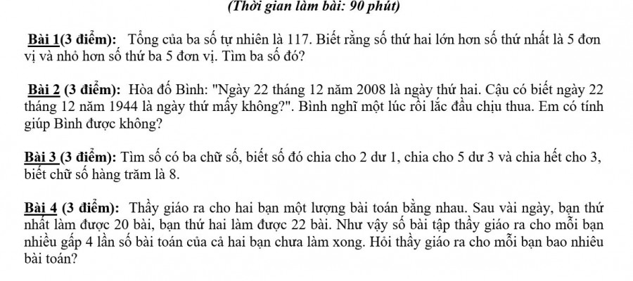 Đề thi học sinh giỏi Toán 5